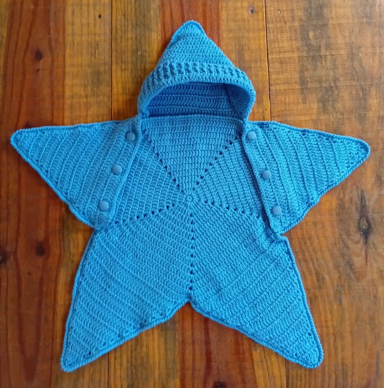 Casulo Estrela de Croche para Bebê- Azul